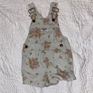 OshKosh B'gosh Floral Print Shortalls sz 12 month